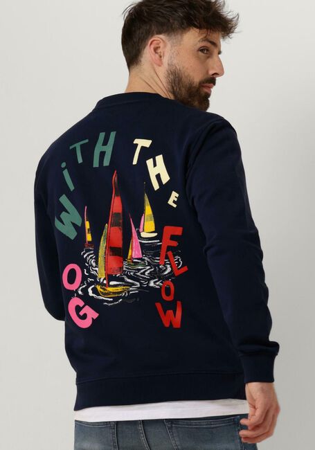 Blauwe SCOTCH & SODA Trui FRONT BACK BOATING ARTWORK SWEATSHIRT - large