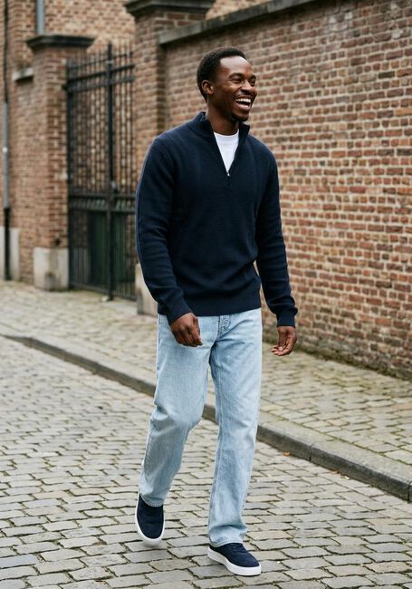 Donkerblauwe G-STAR RAW Trui STRUCTURE HALF ZIP KNIT - large