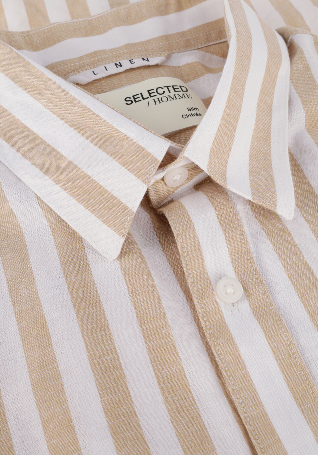 Camel SELECTED MEN Casual overhemd SLHSLIMNEW-LINEN SHIRTS SS CLASSIC W - large