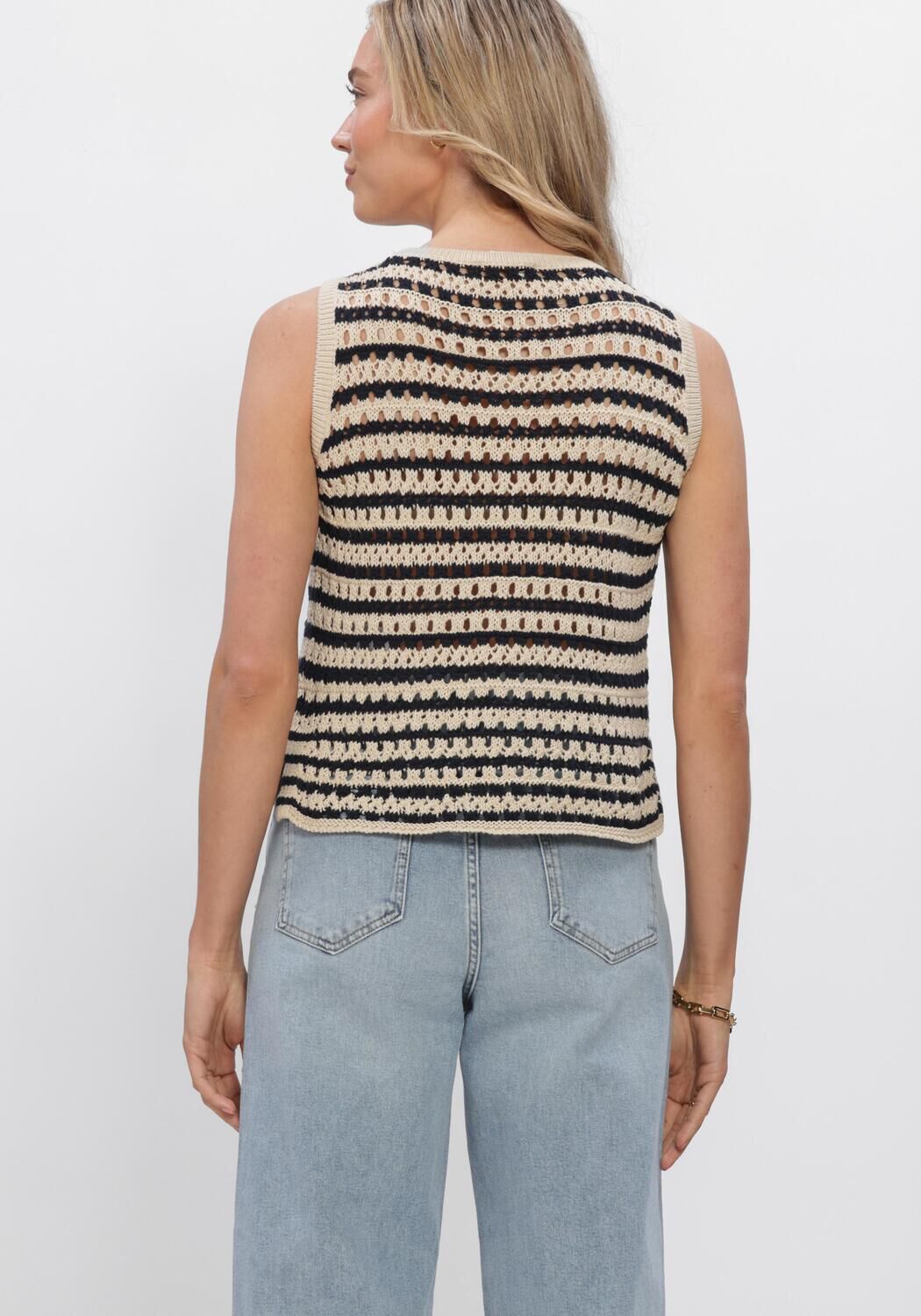 Donkerblauwe MODSTR&Ouml;M Tops & T-shirts VESTERMD STRIPE TOP - large