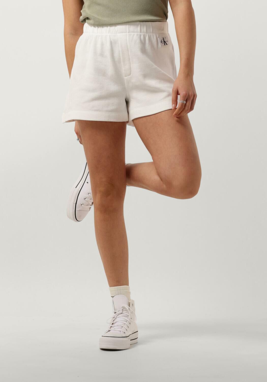 CALVIN KLEIN Dames Broeken Waffle Shorts Wit