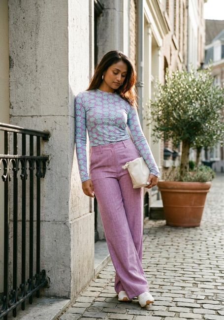 Paarse YDENCE Wijde broek PANTS LEONA - large