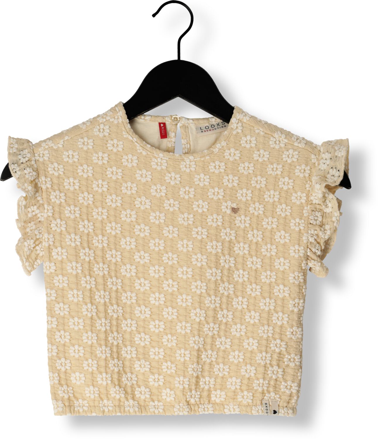 LOOXS little gebloemde top beige ecru Meisjes Nylon Ronde hals Bloemen 104