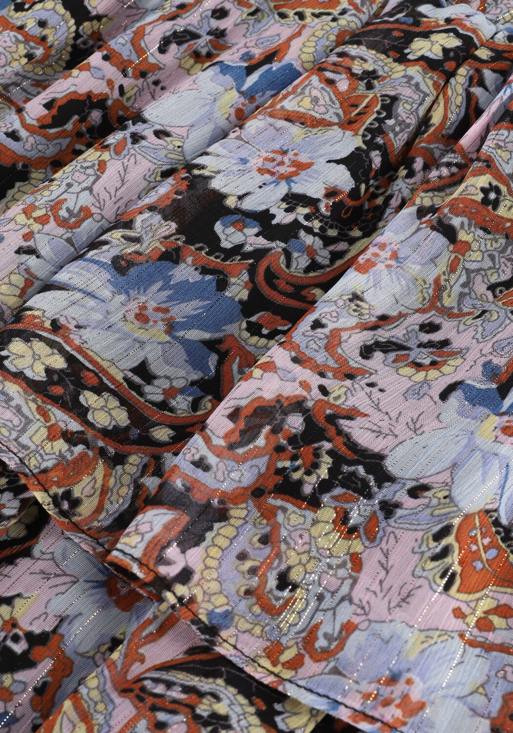 Multi COLOURFUL REBEL Mini jurk KIMI PAISLEY FLORAL MIXED MINI BELTED RUFFLE DRESS - large