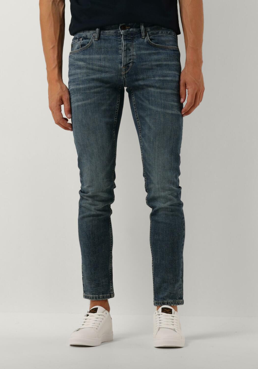 Cast Iron Slim Repair Jeans Blauw Trendy Look Blue Heren