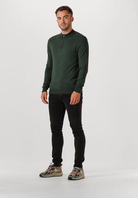 Donkergroene PURE PATH Trui REGULAR FIT HALF ZIP KNITWEAR - large