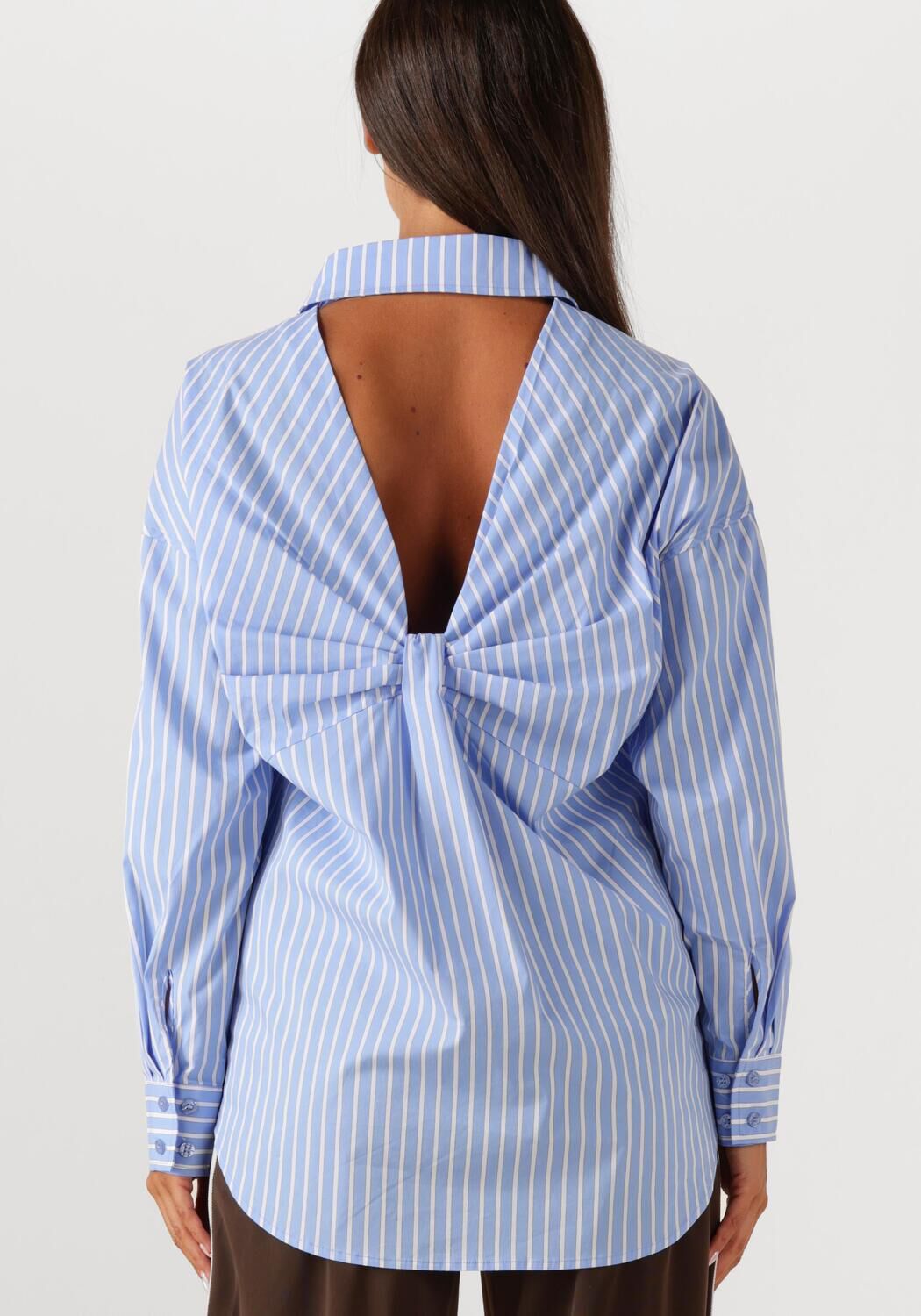 HAUTE L'AMITIÉ Dames Blouses Bow Candy Twist Stripe Shirt Lichtblauw