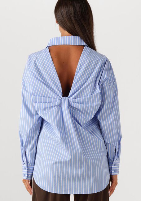 Lichtblauwe HAUTE L'AMITIÉ Blouses BOW CANDY TWIST STRIPE SHIRT - large