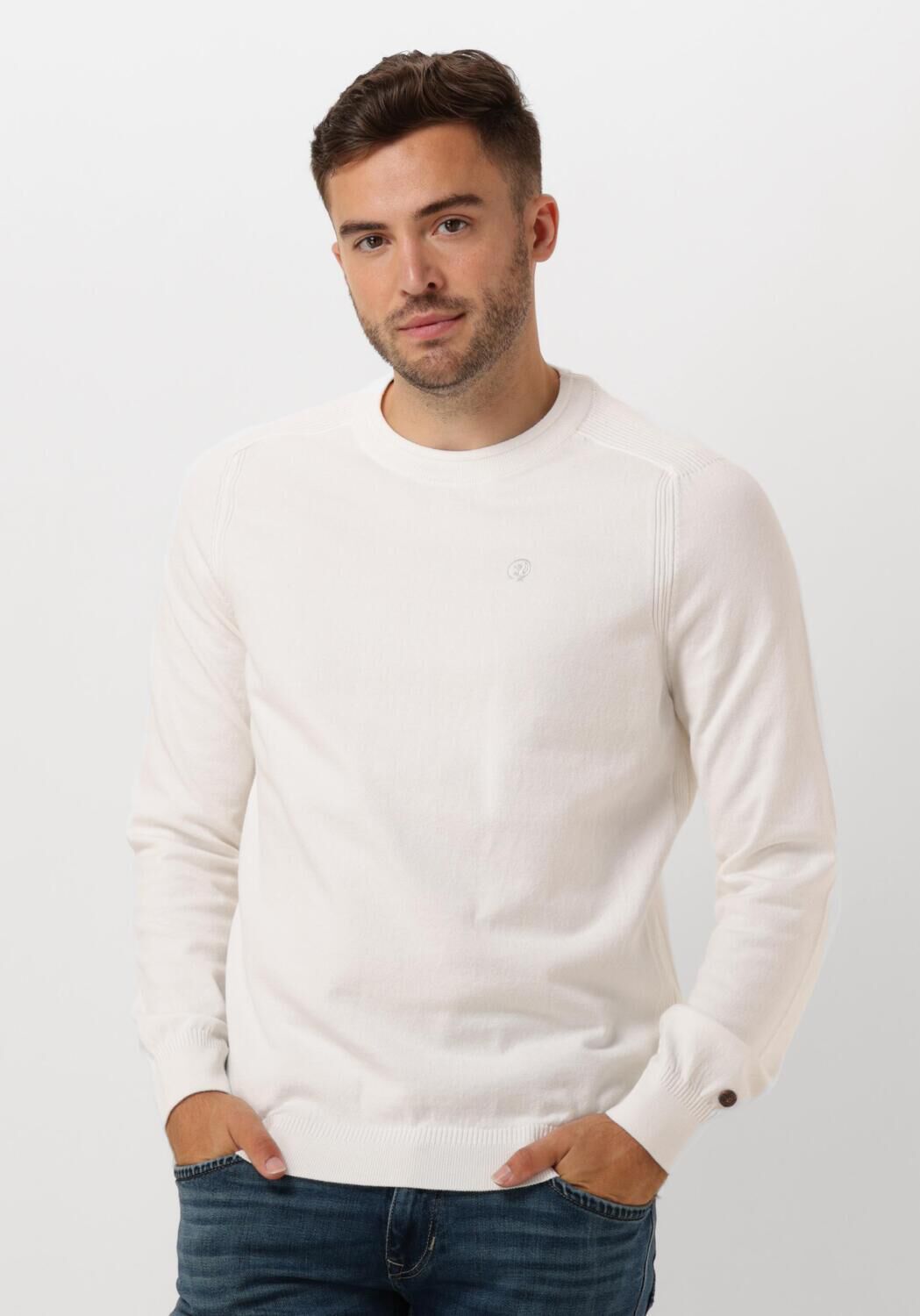 CAST IRON Heren Truien & Vesten Crewneck Essential Cotton Stretch Wit