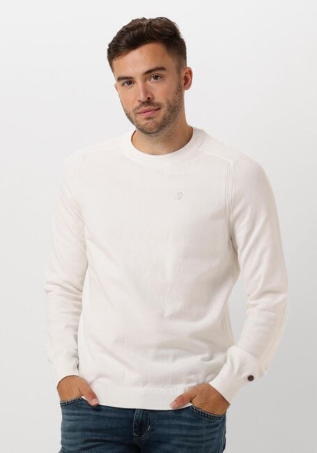 Witte CAST IRON Truien/vesten CREWNECK ESSENTIAL COTTON STRETCH - large