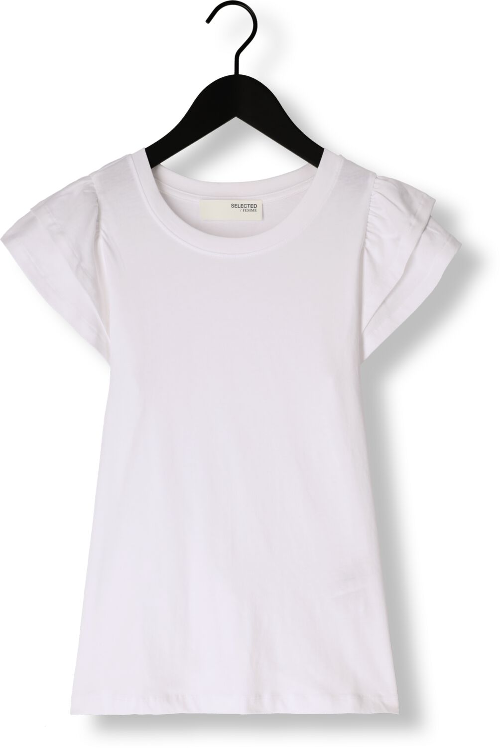 SELECTED FEMME Dames Tops & T-shirts Slfcamila Ss Ruffle Tee Wit