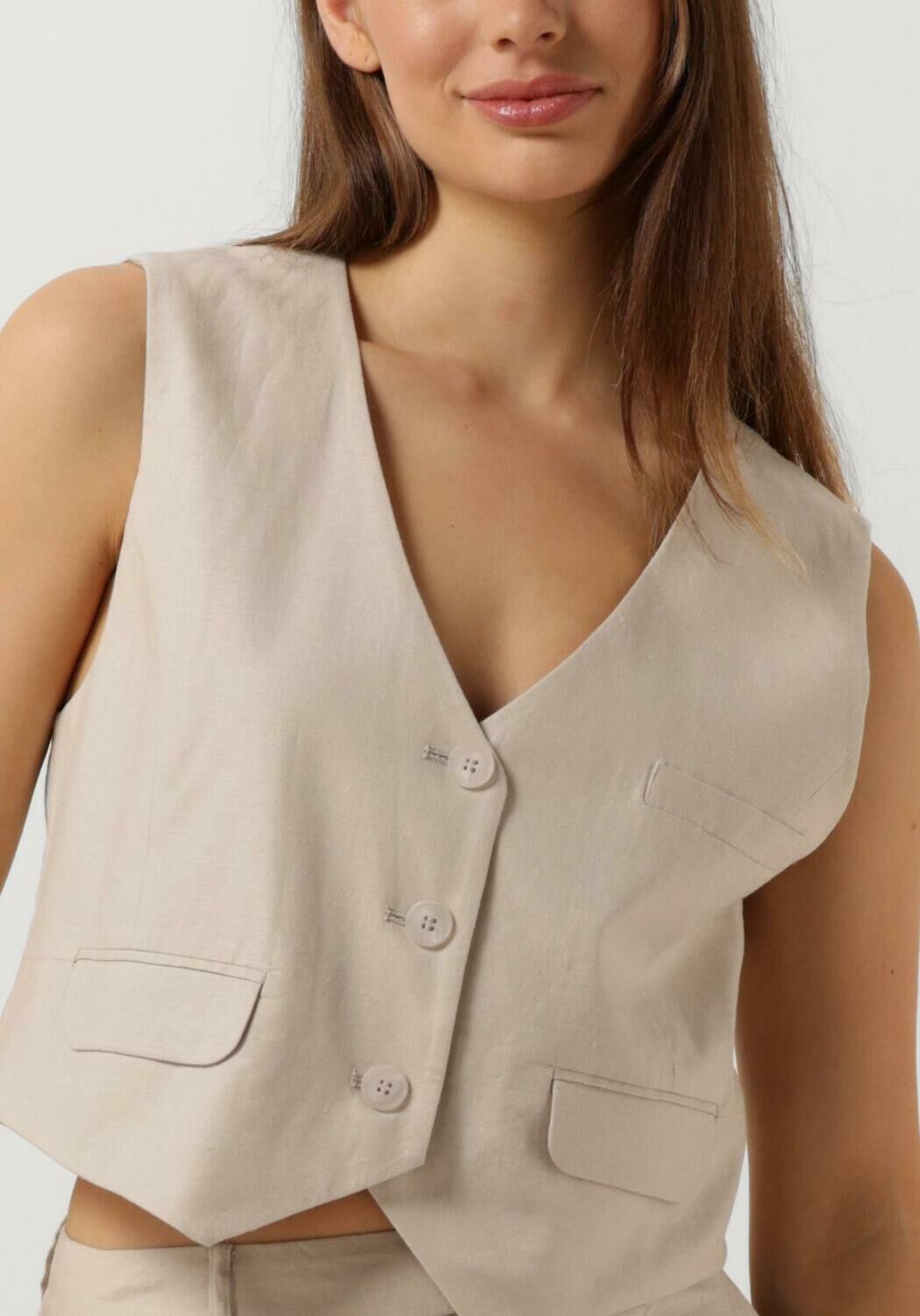 GESTUZ Dames Blazers Lizagz Linen Waistcoat Beige