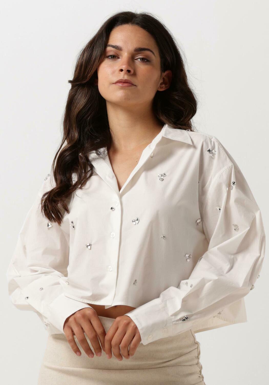 Second Female Witte Calli Shirt met Diamantdetails Second Dames White Dames