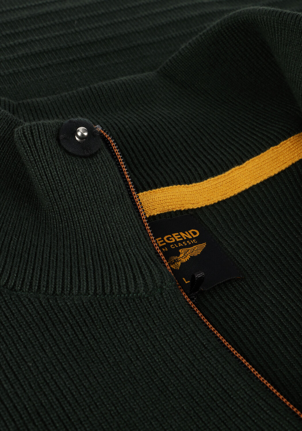 Groene PME LEGEND Trui HALF ZIP COLLAR COTTON KNIT - large