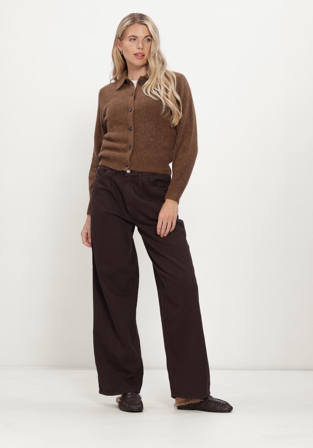 KNIT-TED Dames Truien & Vesten Danny Cardigan Bruin
