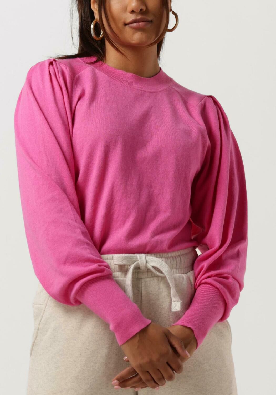 Roze 10DAYS Trui PLEATED SLEEVE KNIT SWEATER Omoda