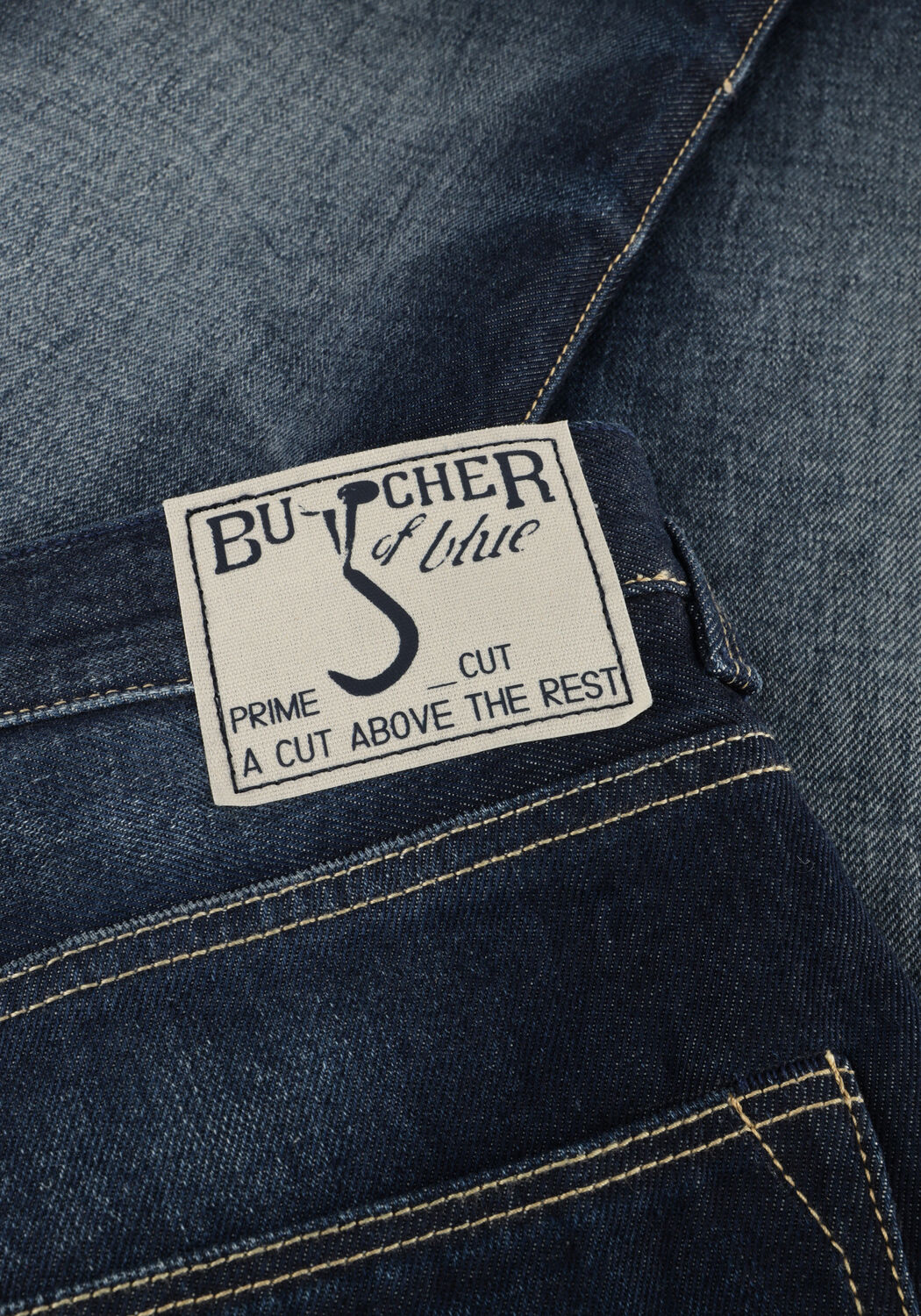 Donkerblauwe BUTCHER OF BLUE Straight leg jeans STOCKTON STRAIGHT SHADOW MID DENIM - large