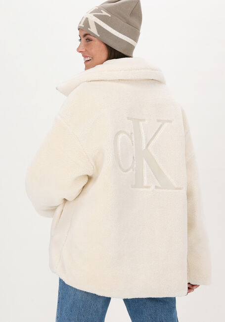 Creme CALVIN KLEIN Teddy jas BACK EMBROIDERY SHERPA JACKET - large