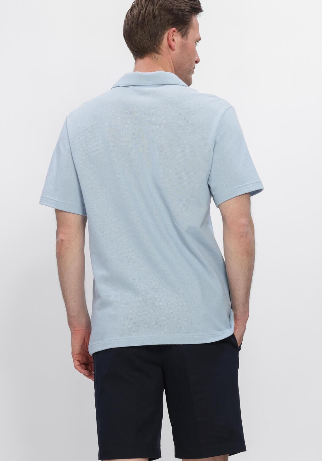 Lichtblauwe LACOSTE Polo CLASSIC FIT OPEN NECK COTTON LINEN BLEND POLO - large