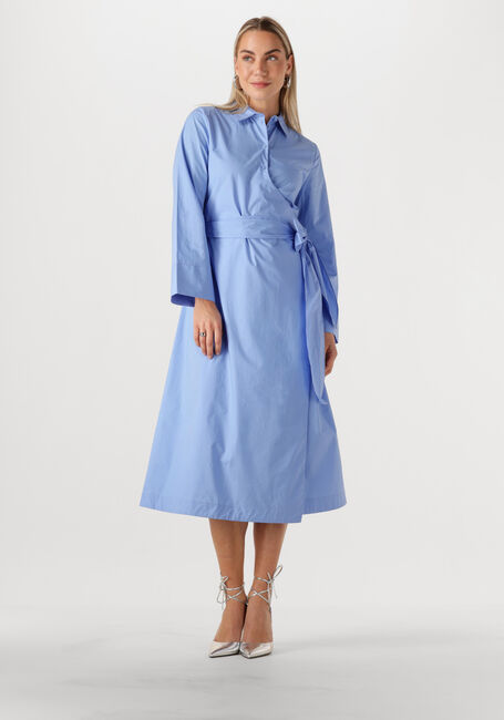 Lichtblauwe SELECTED FEMME Midi jurk SLFAVIANA LS MIDI WRAP DRESS - large