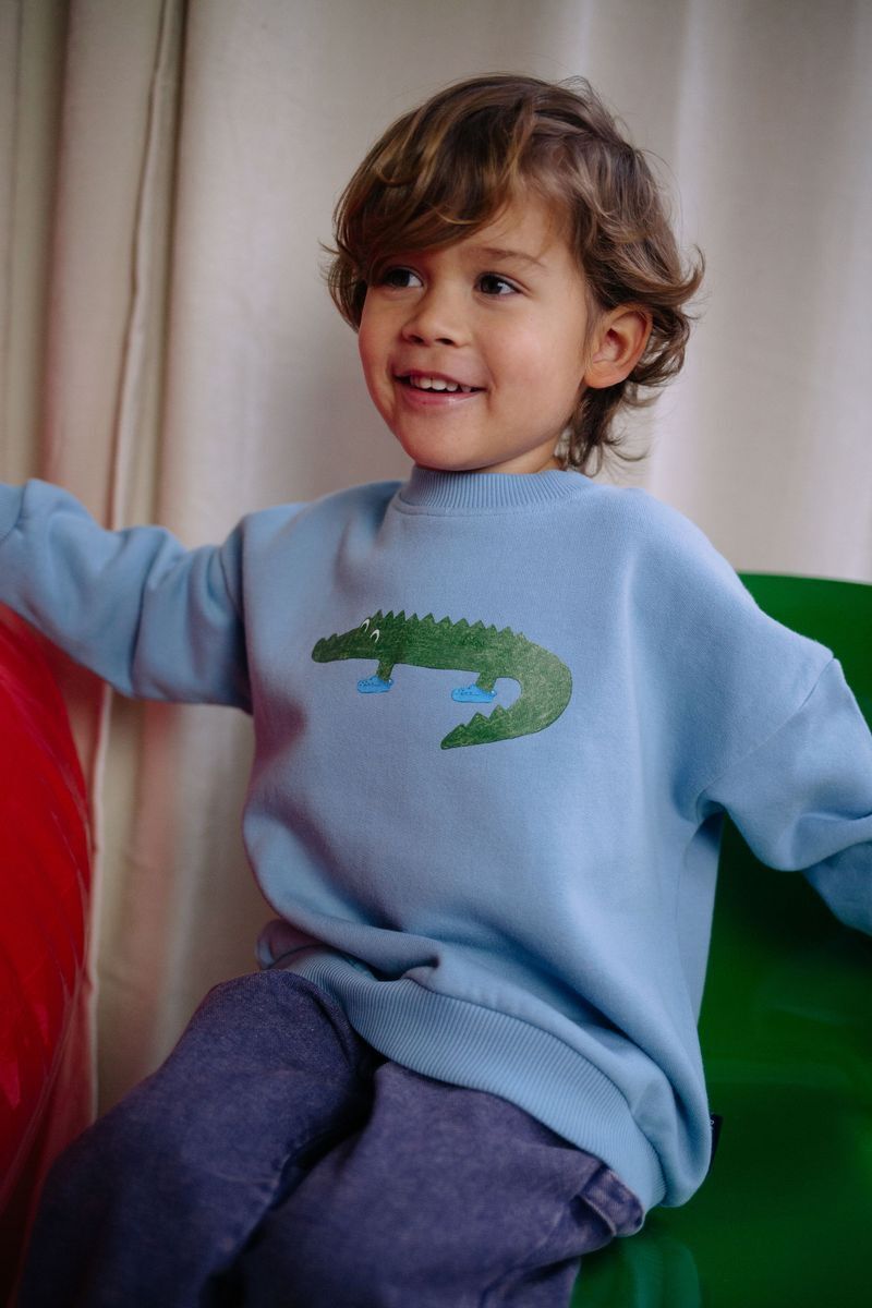 Lichtblauwe DAILY BRAT Trui CROCO IN CROCS SWEATER - large