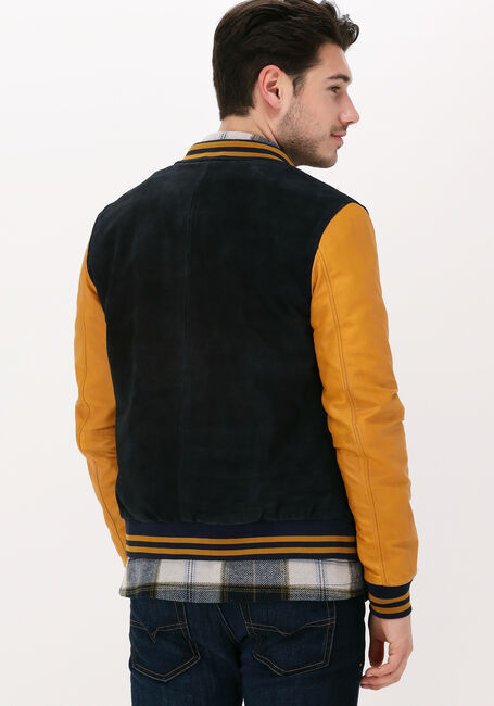 Blauwe GOOSECRAFT Leren jas BOB BOMBER - large