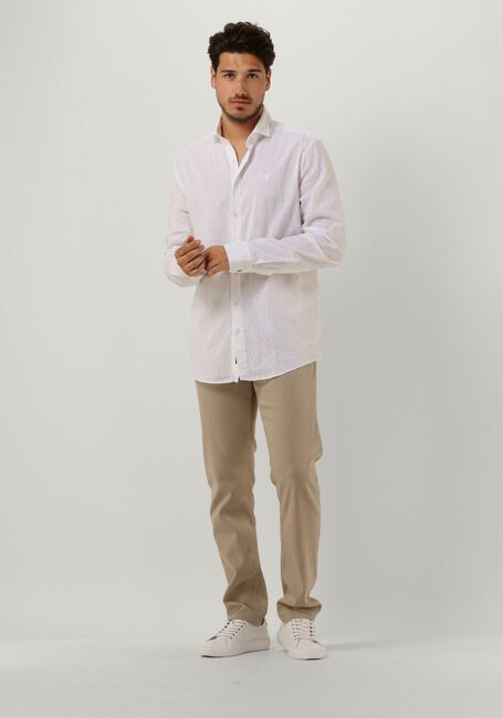 Witte VANGUARD Casual overhemd LONG SLEEVE SHIRT LINEN COTTON BLEND - large