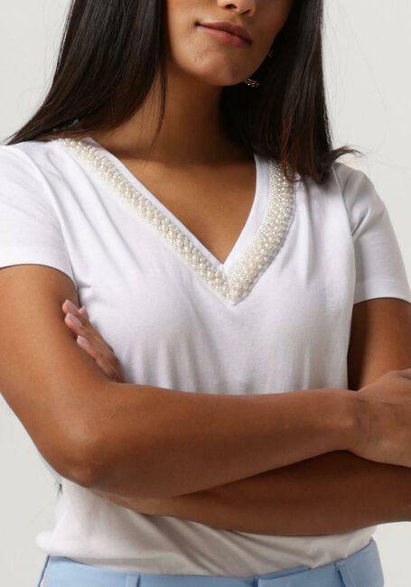 Witte LIU JO T-shirt JERSEY JEWEL NECK T-SHIRT - large