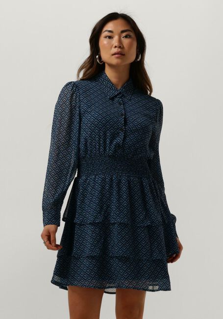 Blauwe COLOURFUL REBEL Mini jurk SACHA SMALL GEO MINI SHIRT DRESS - large