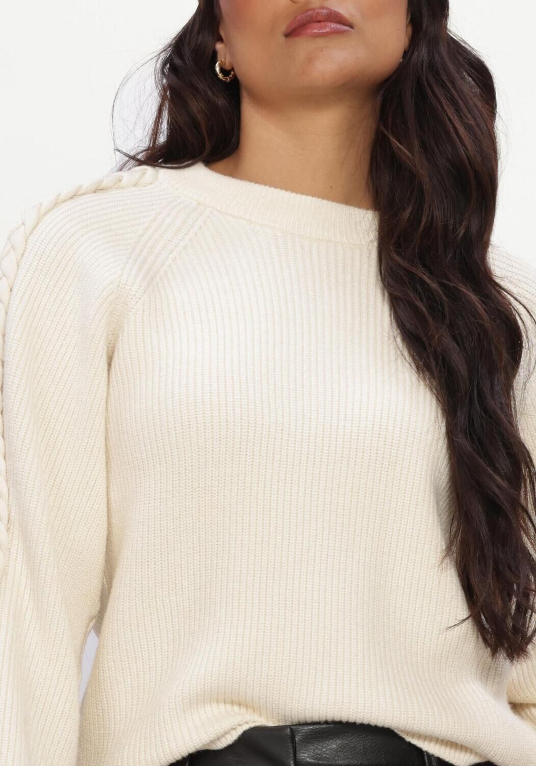 Ecru OBJECT Trui OBJHANNAH L/S RE KNIT PULLOVER NOOS - large