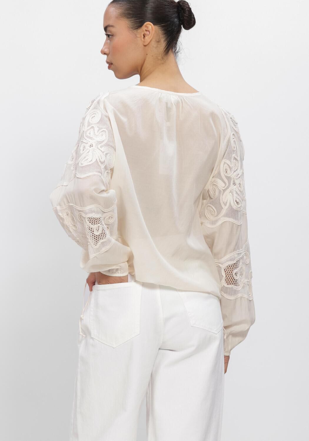 Gebroken wit DANTE6 Blouses ULALA EMBROIDERED BLOUSE - large