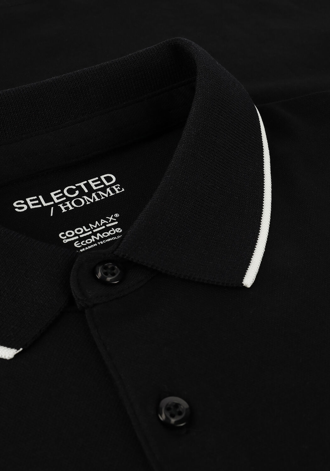 Zwarte SELECTED MEN Polo SLHLEROY COOLMAX SS POLO B - large