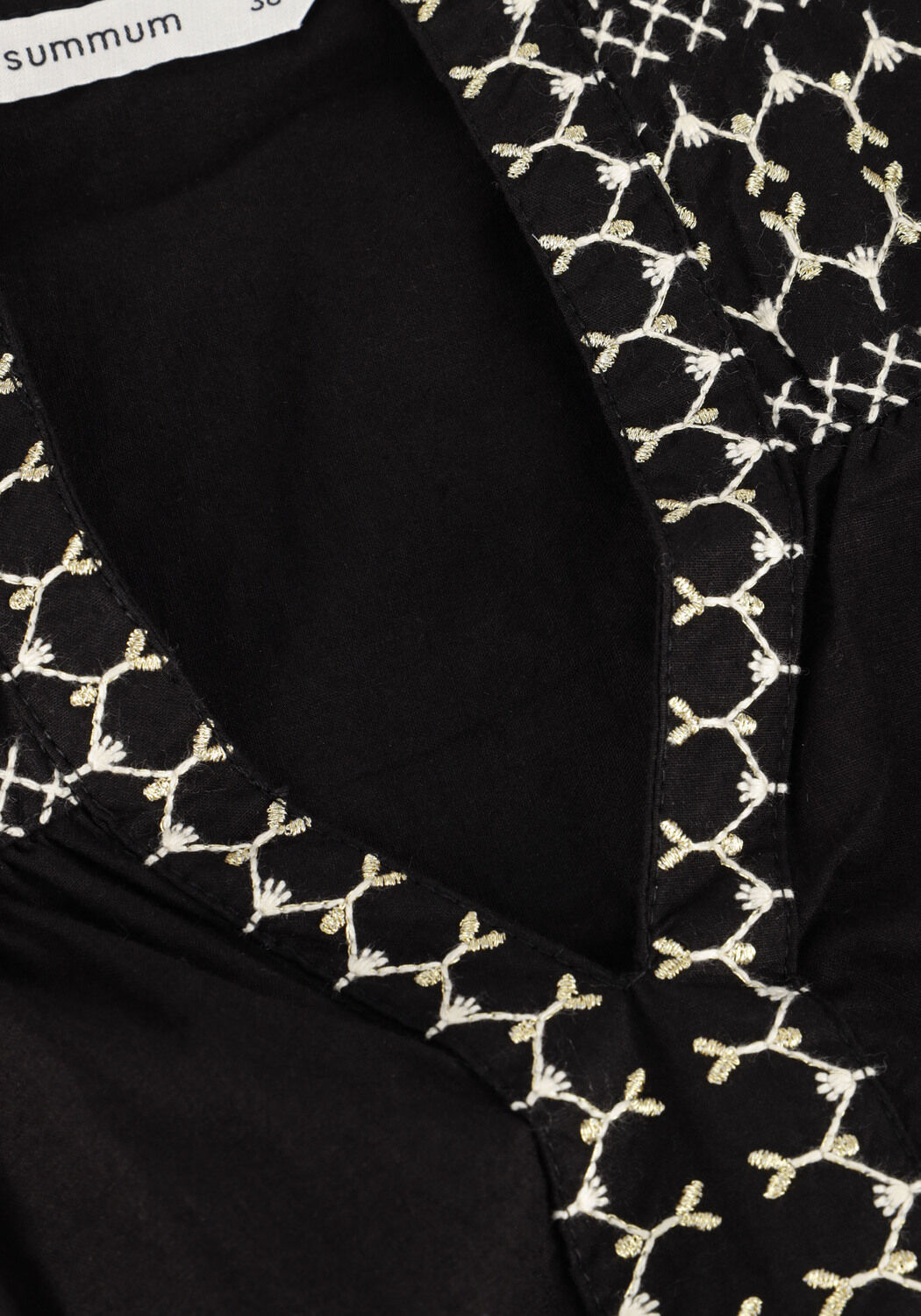 Zwarte SUMMUM Top TOP EMBROIDERED COTTON POPLIN - large