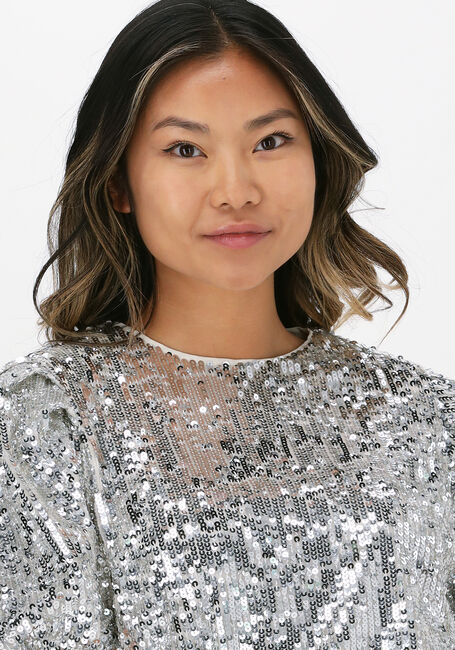Zilveren SELECTED FEMME Top SLFSELENE SS PUFF SLEEVE SEQUI - large
