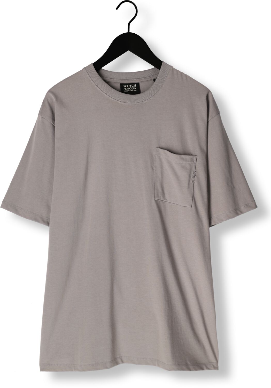 SCOTCH & SODA Heren Polo's & T-shirts 3 Crosses Loose Fit Chest Pocket T-shirt Grijs