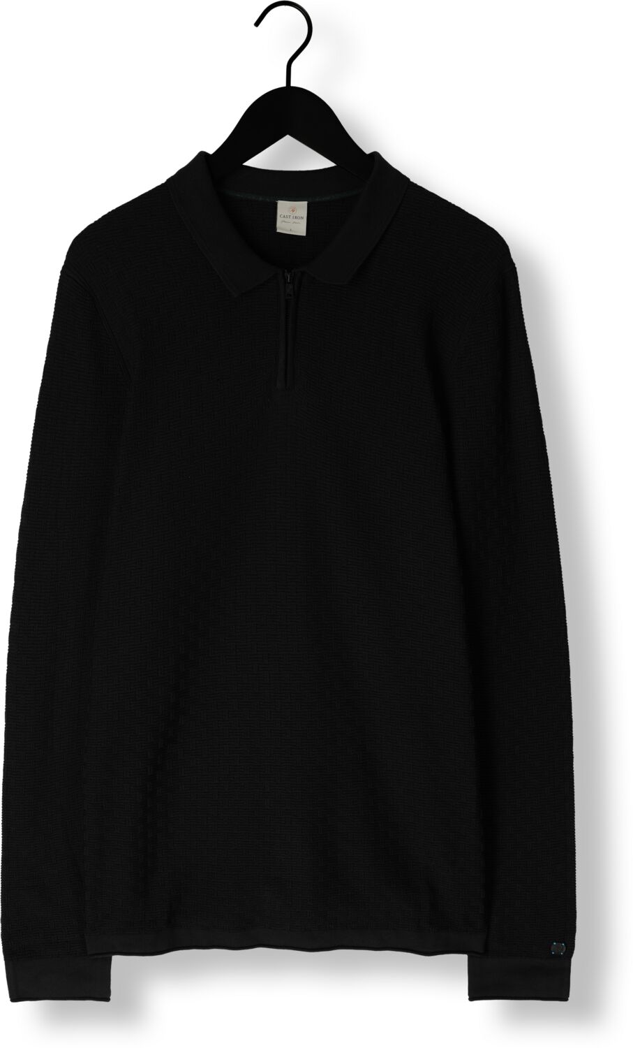 CAST IRON Heren Polo's & T-shirts Long Sleeve Polo Cotton Modal Zwart