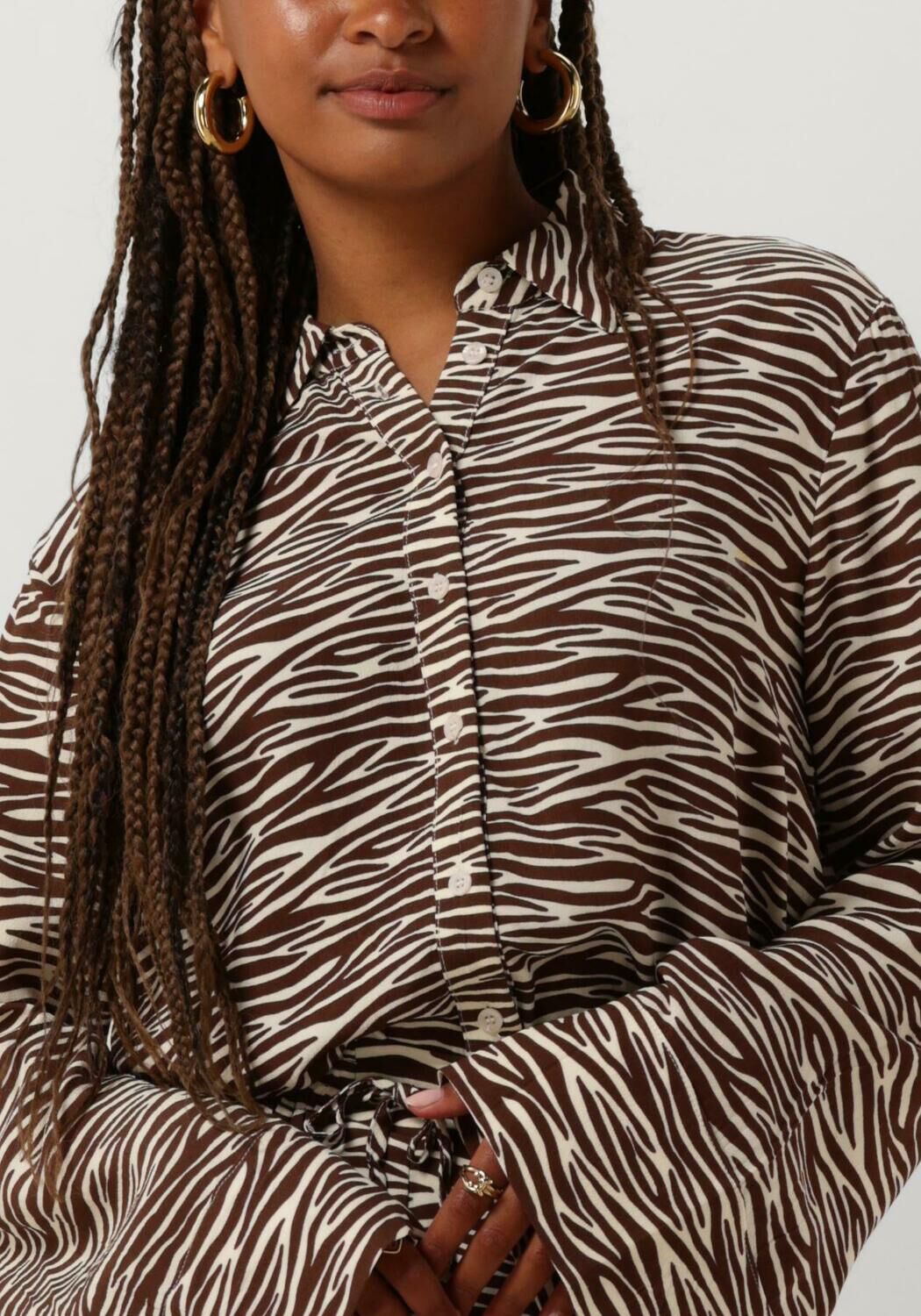 COLOURFUL REBEL Dames Blouses Tia Zebra Kimono Sleeve Blouse Bruin