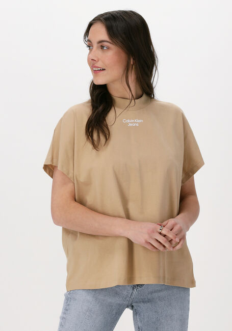 Zand CALVIN KLEIN T-shirt STACKED LOGO LOOSE TEE - large