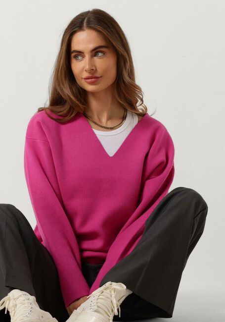 Roze OBJECT Trui OBJREYNARD V-NECK PULLOVER - large