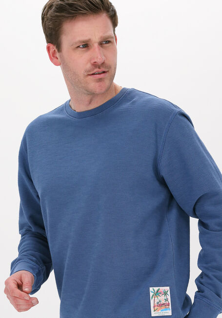 Blauwe SCOTCH & SODA Sweater GARMENT-DYED INTERLOCK FELPA SWEATSHIRT - large