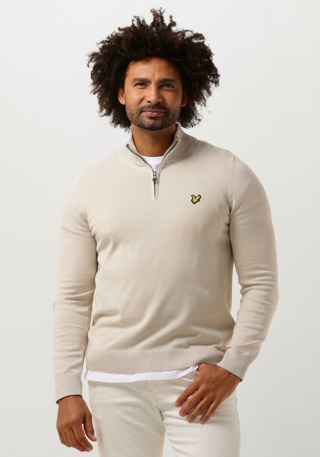 Lyle & Scott Beige Quarter Zip Jumper voor Mannen Beige Heren