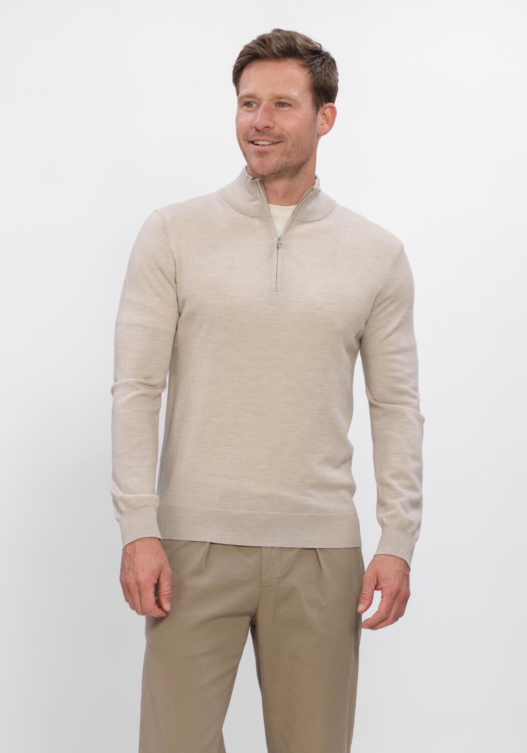 Beige PROFUOMO Trui EXTRAFINE MERINO
