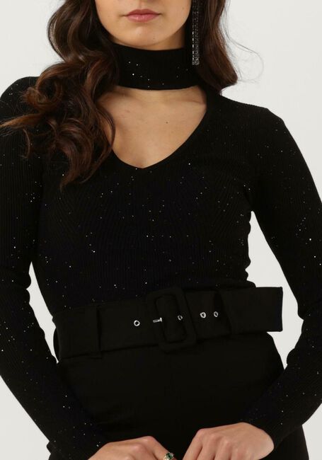 Zwarte GUESS Longsleeves LS MICRO SEQUIN RIB LEA SWTR - large