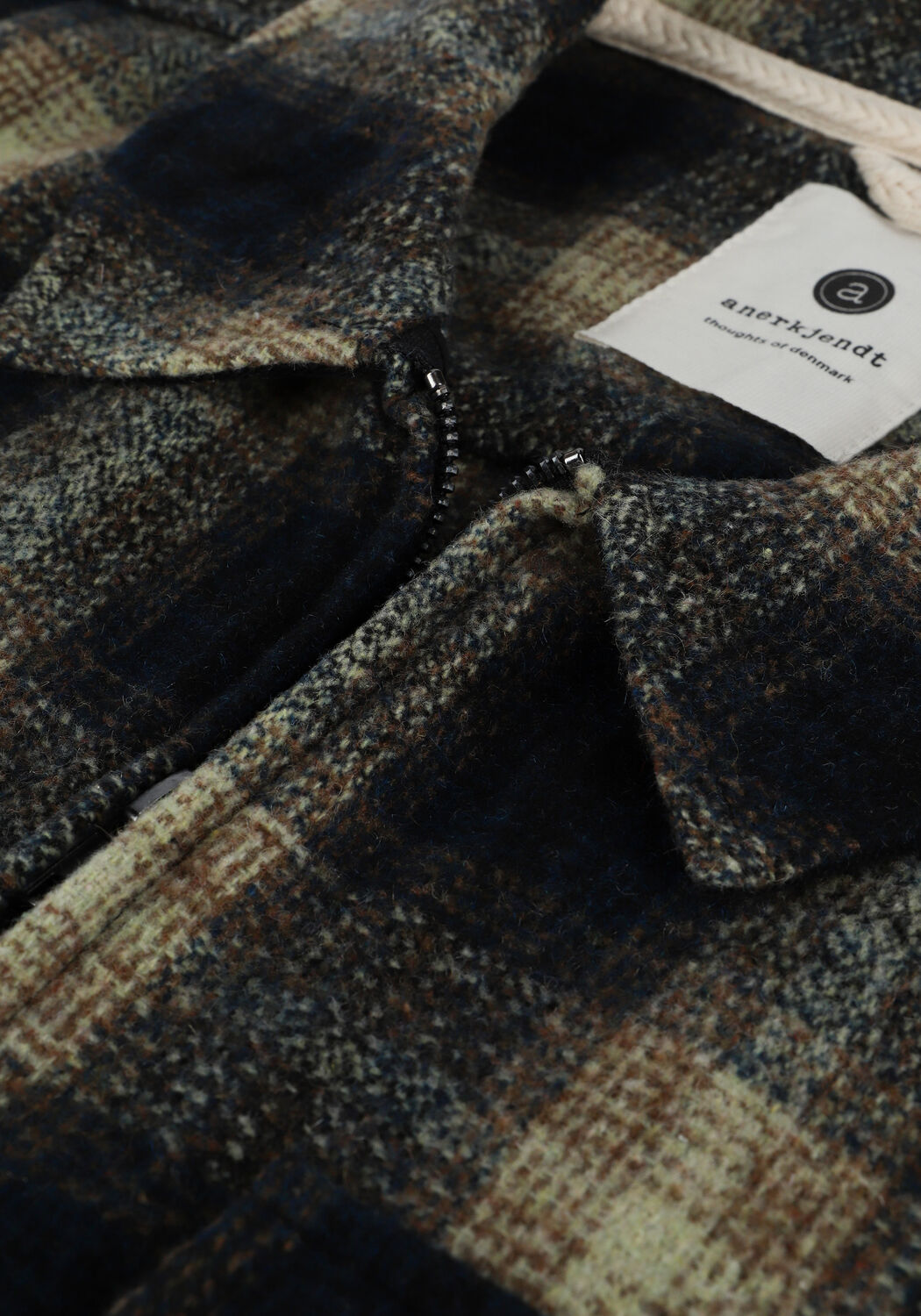 Donkerblauwe ANERKJENDT Overshirt AKHANKY WOOL CHECK OVERSHIRT - large