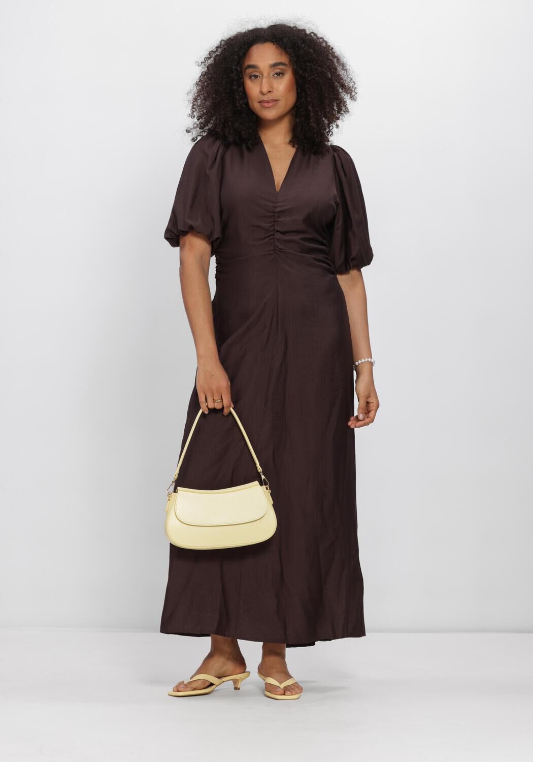Bruine CO'COUTURE Maxi jurk HERACC SS PUFF DRESS - large