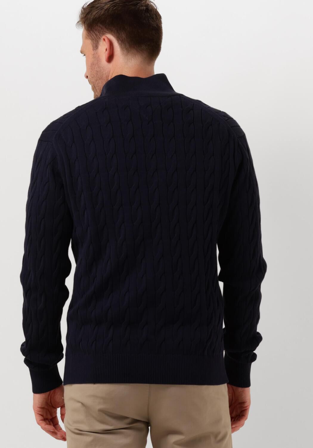TOMMY HILFIGER Heren Truien & Vesten Classic Cotton Cable Bttn Mock Donkerblauw