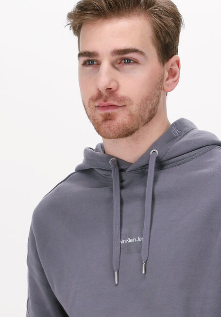 Grijze CALVIN KLEIN Sweater MONOGRAM LOGO HOODIE - large