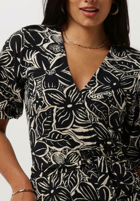 Zwarte JANSEN AMSTERDAM Mini jurk VFB506 JERSEY PRINTED WRAP DRESS 3/4 SLEEVE - large