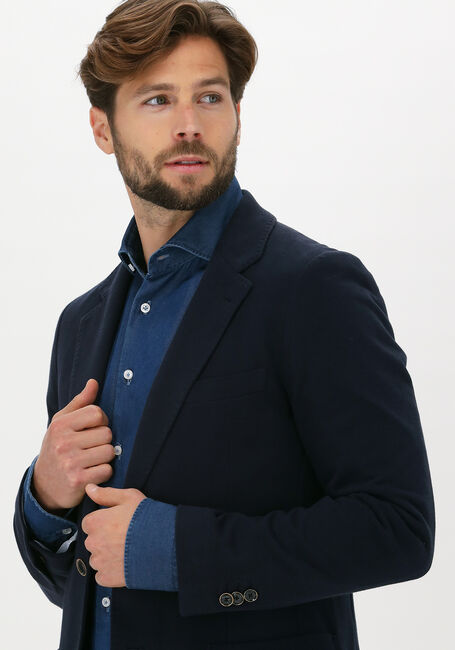Donkerblauwe PROFUOMO Colbert JACKET KNIT PIQUE - large
