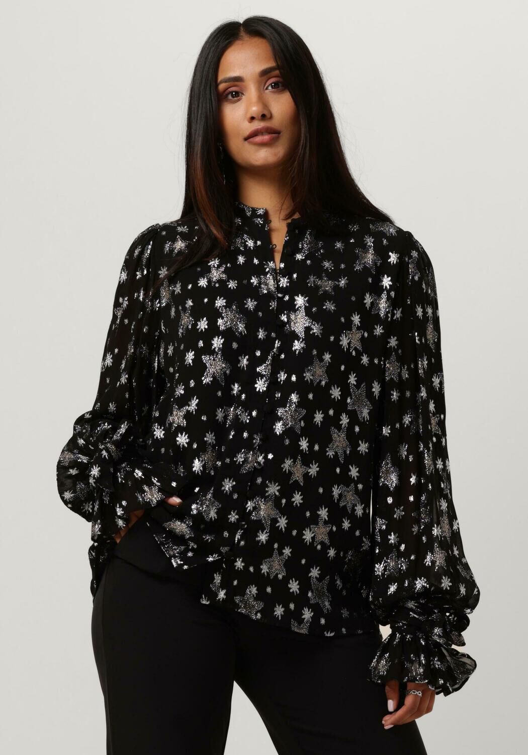 Fabienne Chapot top Kylie met sterren en glitters zwart zilver
